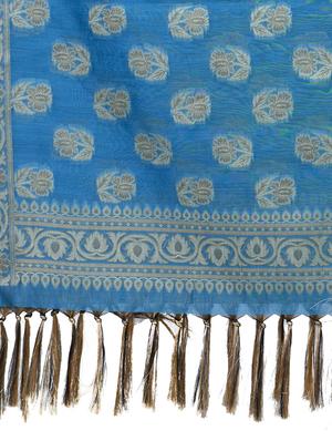 blue chanderi banarasi dupatta - 18031349 - Standard Image - 3