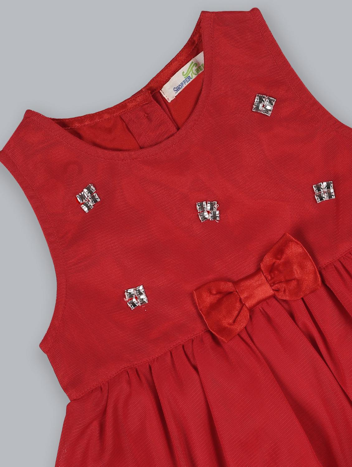 red embellished frock - 18031414 - Zoom Image - 3