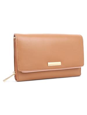 tan solid regular sling bag - 18031445 - Standard Image - 5
