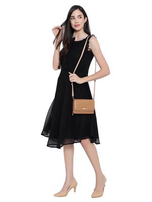 tan solid regular sling bag - 18031445 - Standard Image - 6