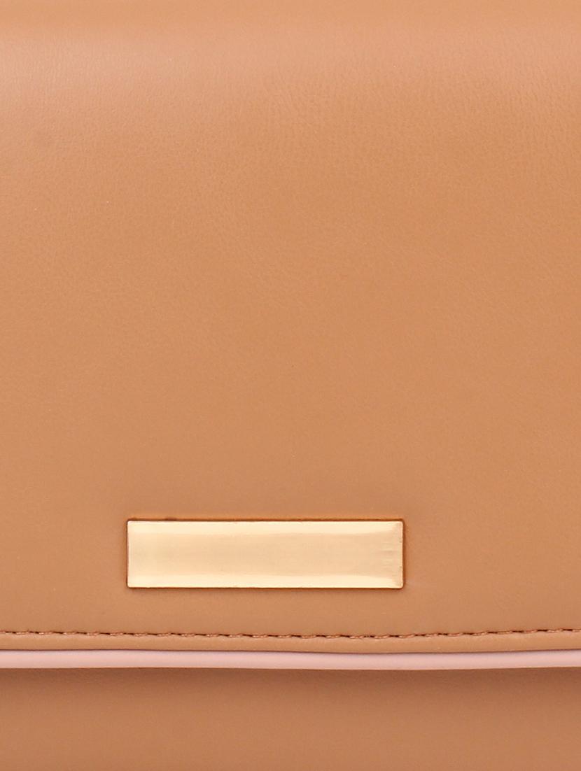 tan solid regular sling bag - 18031445 - Zoom Image - 4
