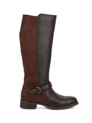 brown faux leather knee length boots - 18031558 - Standard Image - 2