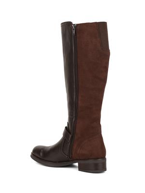 brown faux leather knee length boots - 18031558 - Standard Image - 3
