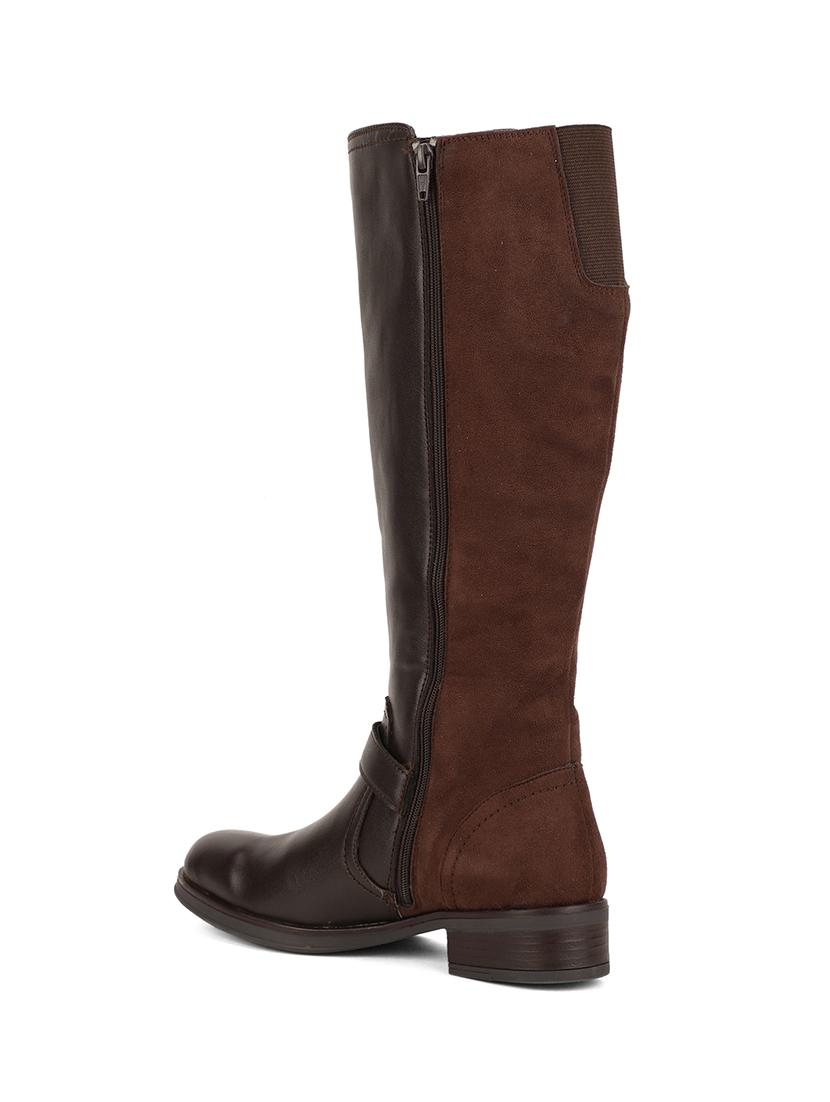 brown faux leather knee length boots - 18031558 - Zoom Image - 3