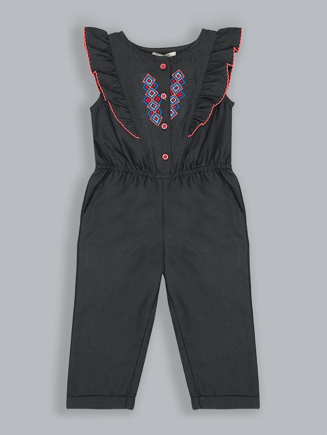 grey embroidered detail jumpsuit - 18031597 - Zoom Image - 1