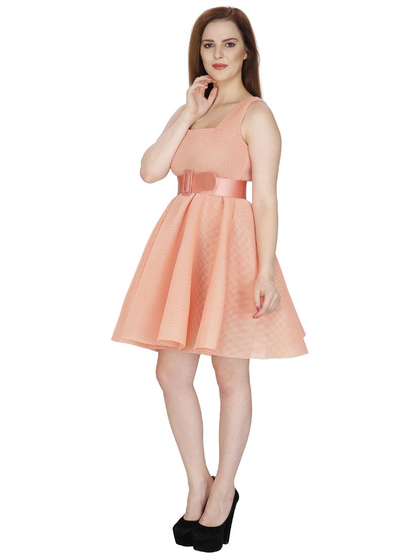 square neck solid skater dress - 18031959 - Zoom Image - 2