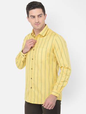 yellow striped casual shirt - 18032011 - Standard Image - 2