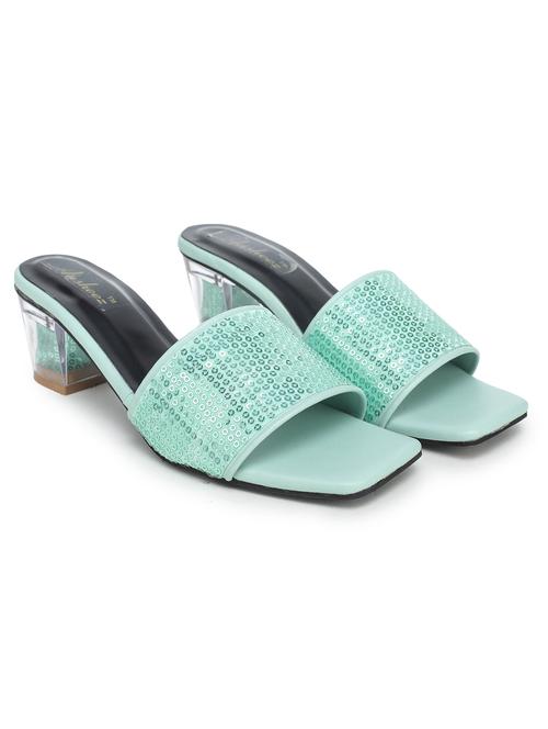 green synthetic slip on sandals - 18032146 - Standard Image - 1