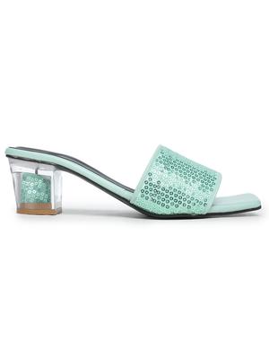 green synthetic slip on sandals - 18032146 - Standard Image - 2