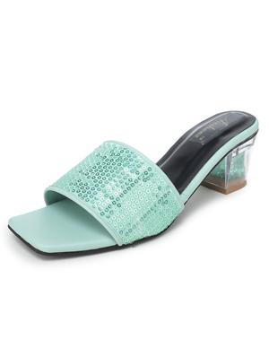 green synthetic slip on sandals - 18032146 - Standard Image - 3