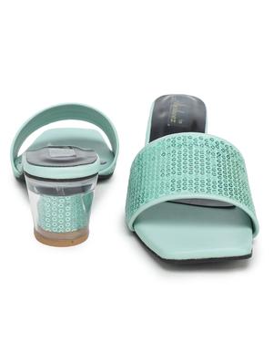 green synthetic slip on sandals - 18032146 - Standard Image - 4