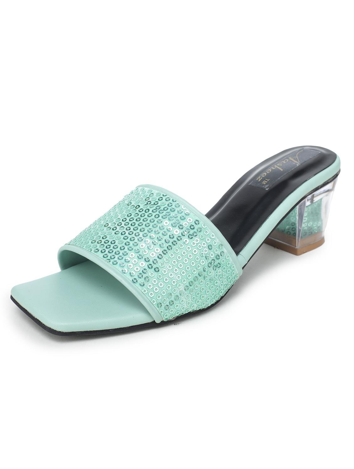 green synthetic slip on sandals - 18032146 - Zoom Image - 3