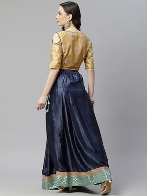 navy blue flared lehenga - 18032264 - Standard Image - 3