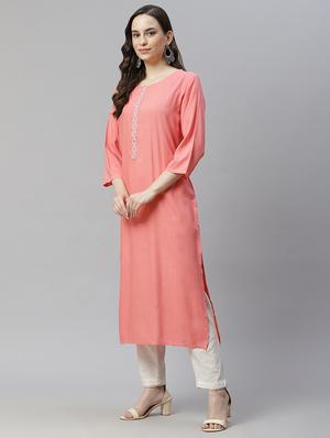 peach viscose with jacket kurta - 18032274 - Standard Image - 4