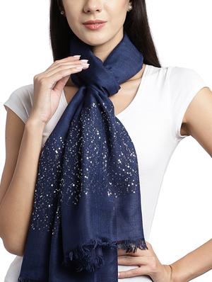 navy blue embellished stole - 18032281 - Standard Image - 4