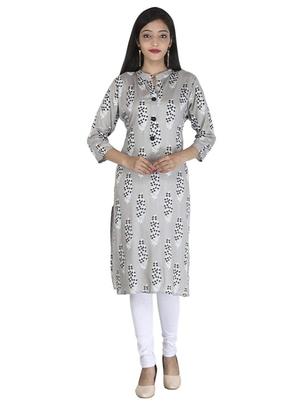 grey colour cotton kurti - 18032309 - Standard Image - 2