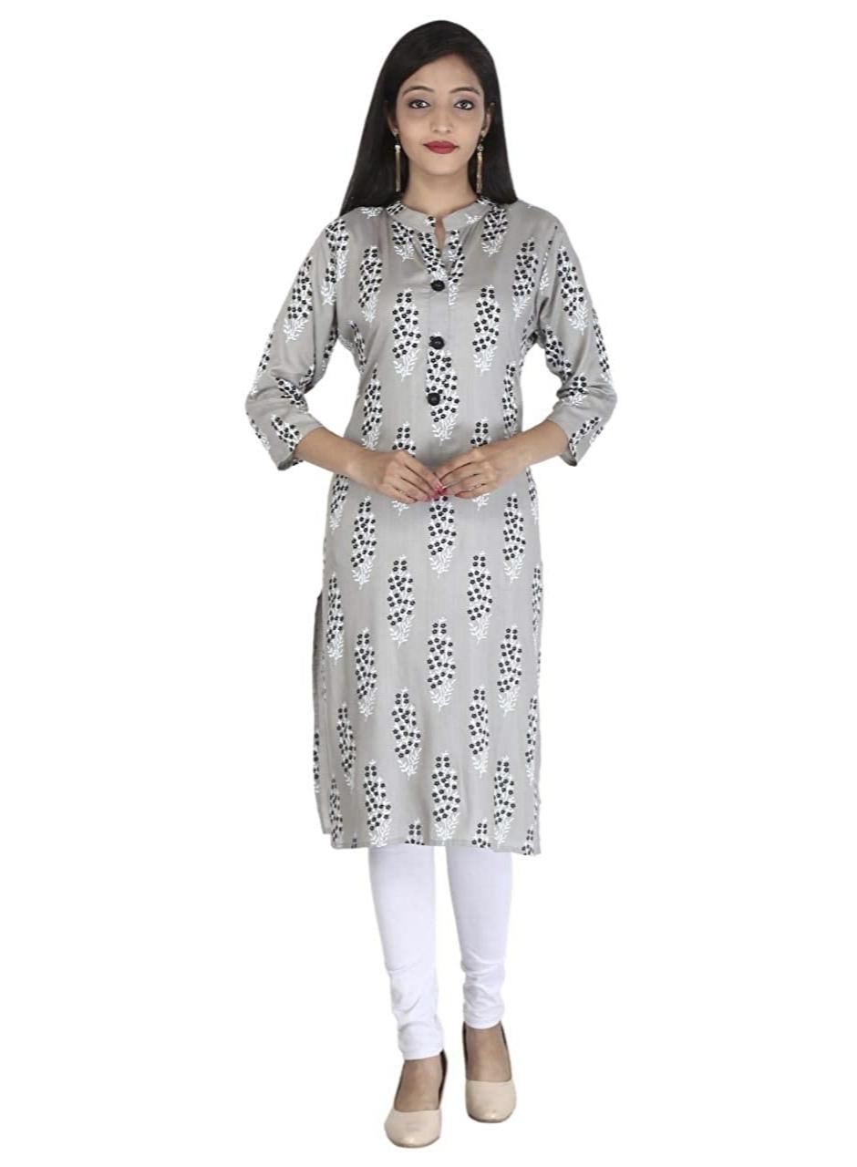 grey colour cotton kurti - 18032309 - Zoom Image - 1