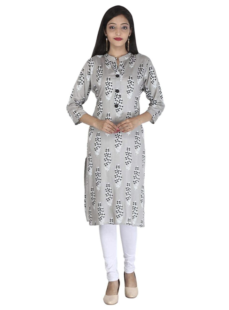 grey colour cotton kurti - 18032309 - Zoom Image - 2