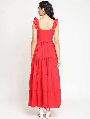 tie front solid tiered dress - 18032330 - Standard Image - 4