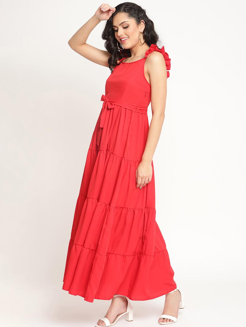 tie front solid tiered dress - 18032330 - Zoom Image - 2