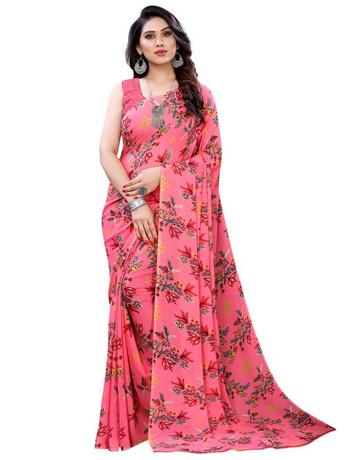 floral printed saree with blouse - 18032545 - Very Small Image - 1