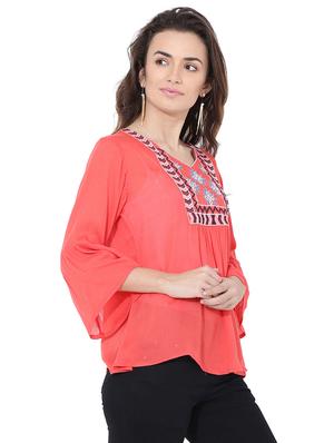 bell sleeved embroidered detail top - 18032955 - Standard Image - 2