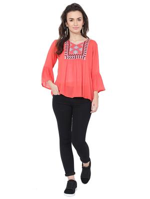 bell sleeved embroidered detail top - 18032955 - Standard Image - 4