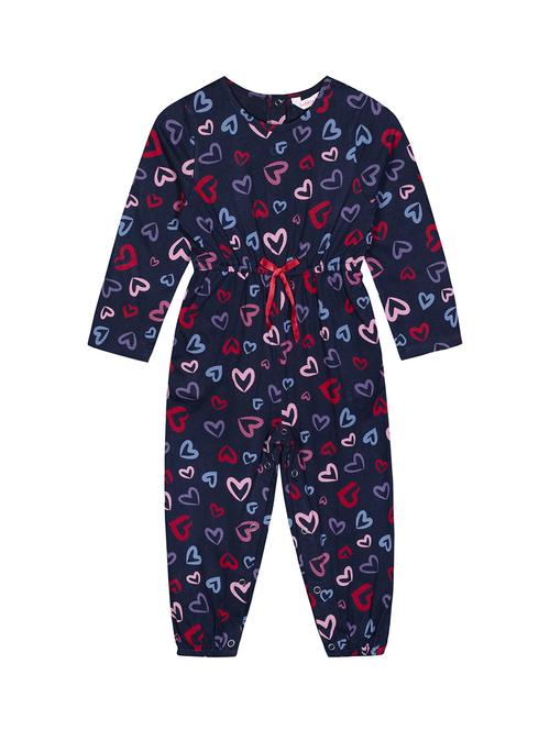 navy blue printed full leg jumpsuit - 18033086 - Standard Image - 1