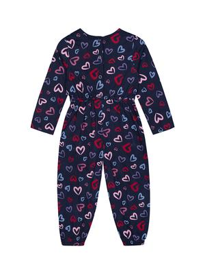 navy blue printed full leg jumpsuit - 18033086 - Standard Image - 2