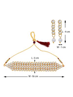 gold plated white diamond adjustable choker set - 18033396 - Standard Image - 4