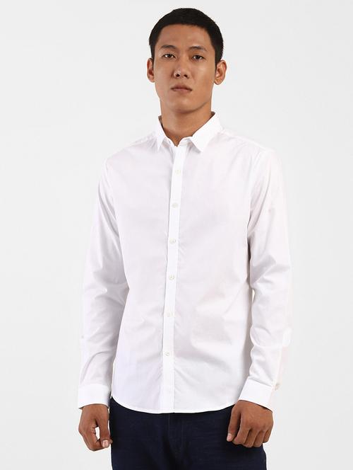 white solid casual shirt - 18033432 - Standard Image - 1