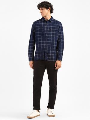 navy blue checkered casual shirt - 18033435 - Standard Image - 4