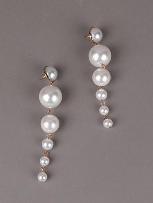 gold metal drop earring - 18034086 - Standard Image - 3