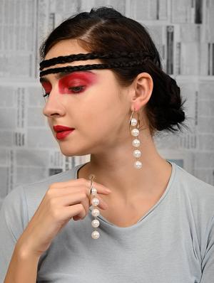 white metal drop earring - 18034089 - Standard Image - 5