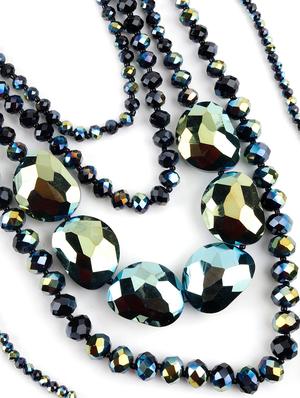 long crystal black beaded multi-row chain - 18034995 - Standard Image - 2