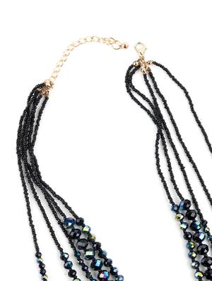 long crystal black beaded multi-row chain - 18034995 - Standard Image - 3