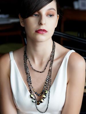 long crystal black beaded multi-row chain - 18034995 - Standard Image - 4