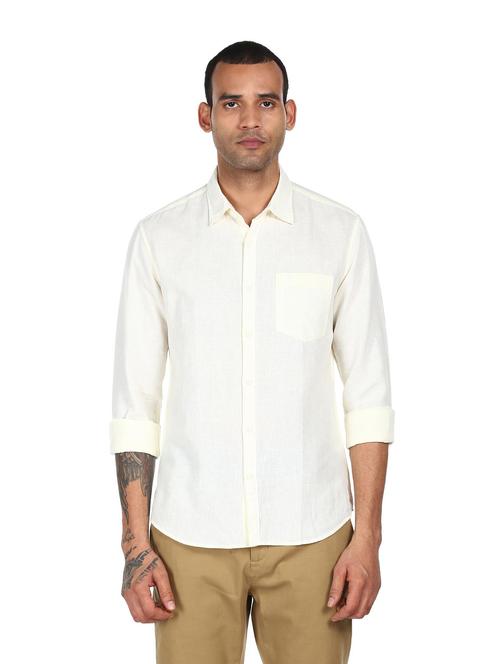 off white solid casual shirt - 18038446 - Standard Image - 1