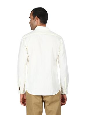 off white solid casual shirt - 18038446 - Standard Image - 3