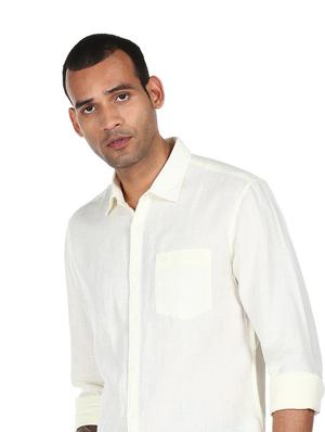 off white solid casual shirt - 18038446 - Standard Image - 4
