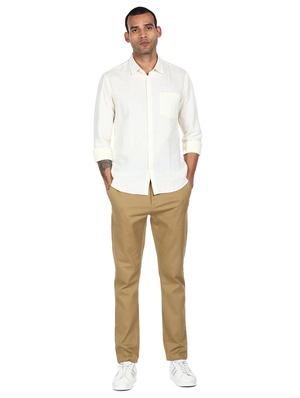 off white solid casual shirt - 18038446 - Standard Image - 5