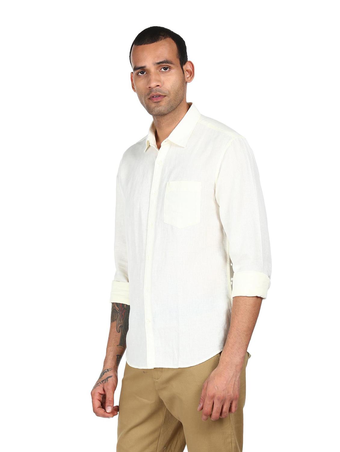 off white solid casual shirt - 18038446 - Zoom Image - 2