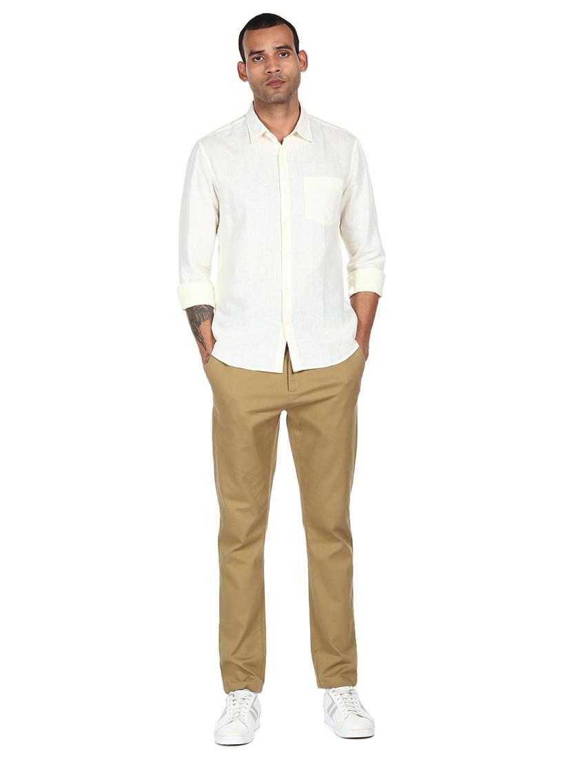 off white solid casual shirt - 18038446 - Zoom Image - 5