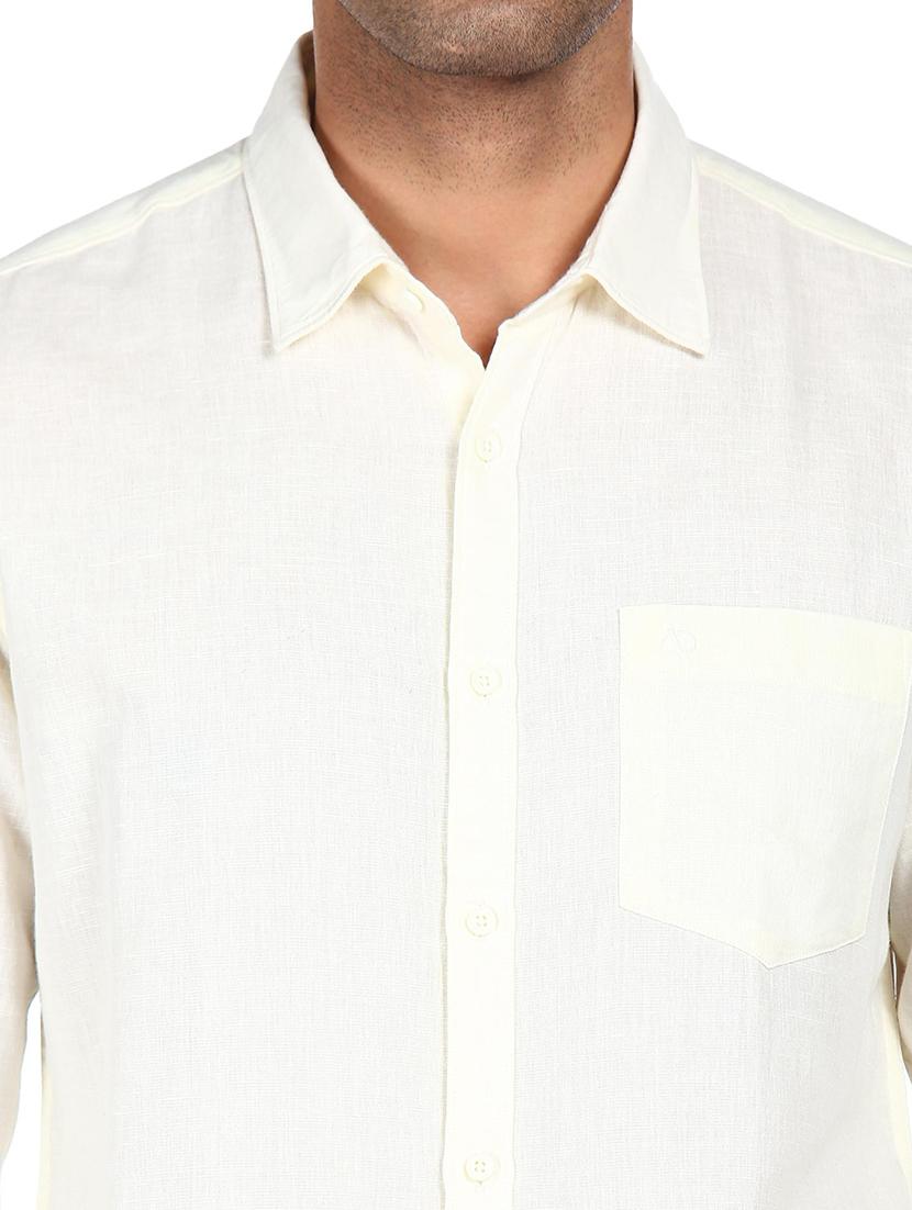 off white solid casual shirt - 18038446 - Zoom Image - 6