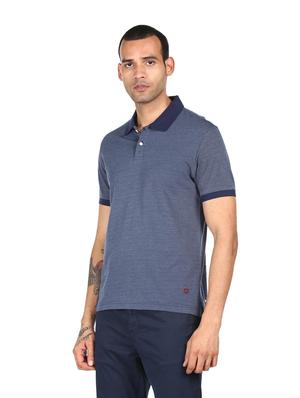 blue self design polo t-shirt - 18038564 - Standard Image - 2