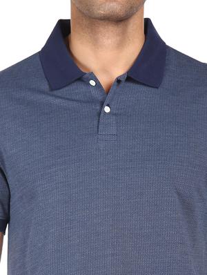 blue self design polo t-shirt - 18038564 - Standard Image - 5