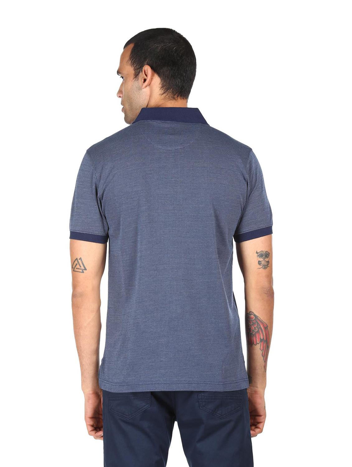 blue self design polo t-shirt - 18038564 - Zoom Image - 3
