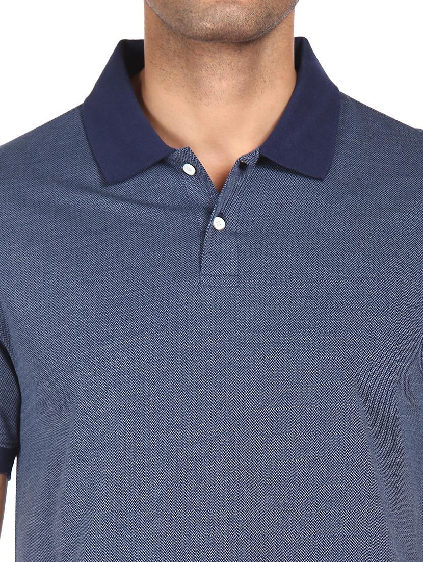 blue self design polo t-shirt - 18038564 - Zoom Image - 5