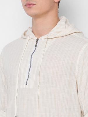 beige striped hooded casual shirt - 18039562 - Standard Image - 5