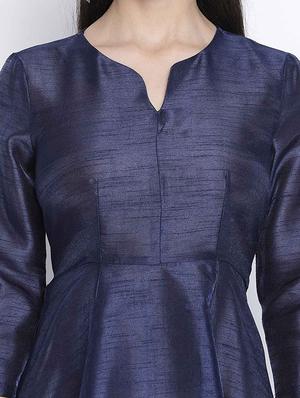 notch neck solid a-line dress - 18039724 - Standard Image - 6